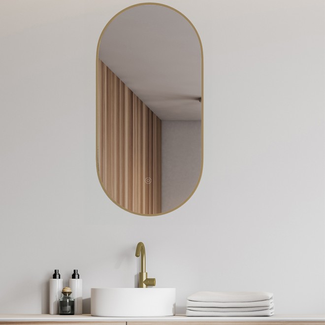 Wiesbaden Spiegel Nomi Ovaal 50x100cm - Led Messing